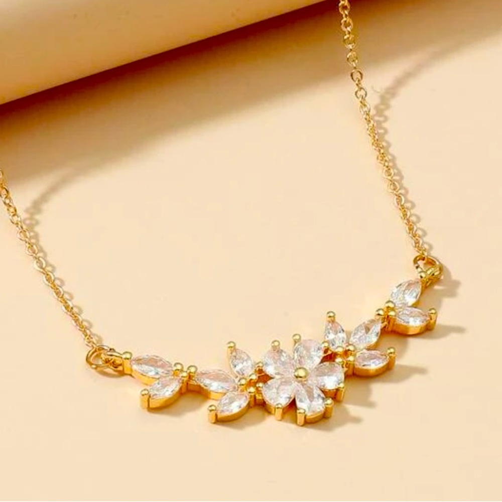 Cubic Zirconia Floral Necklace